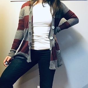 FREE PEOPLE Striped Button Down Knit Cardigan Sz S